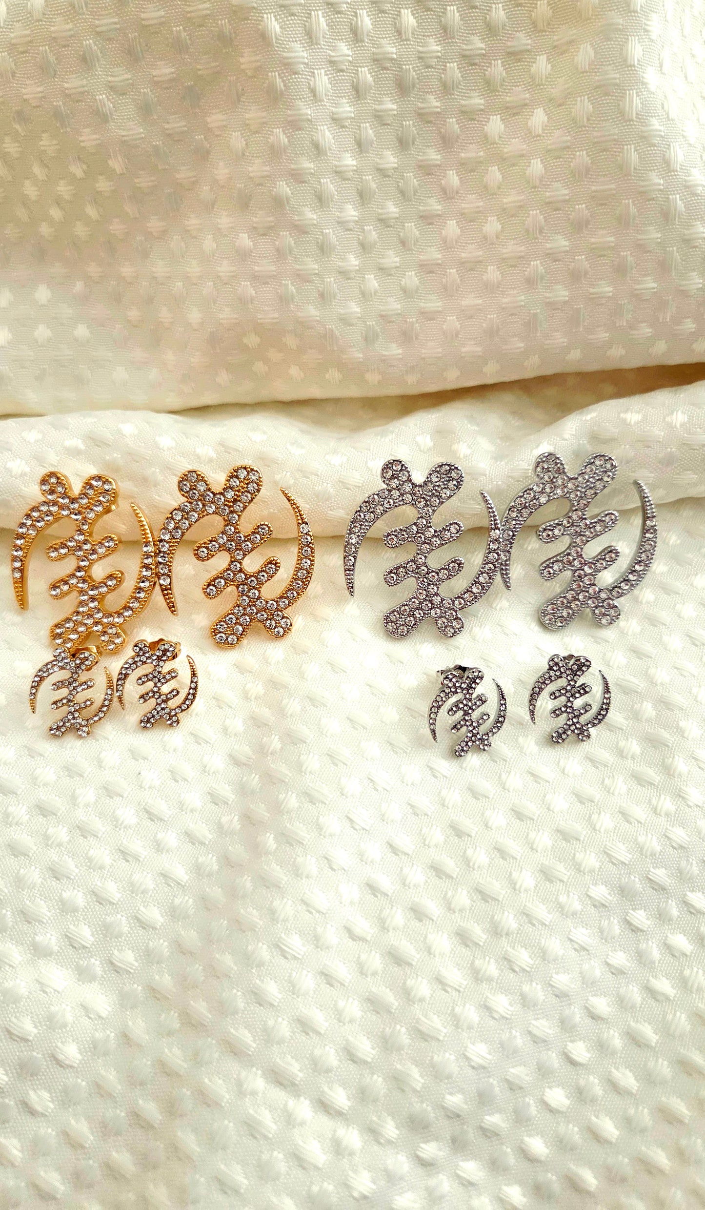 Gye Nyame Adinkra Rhinestone Stud Earrings