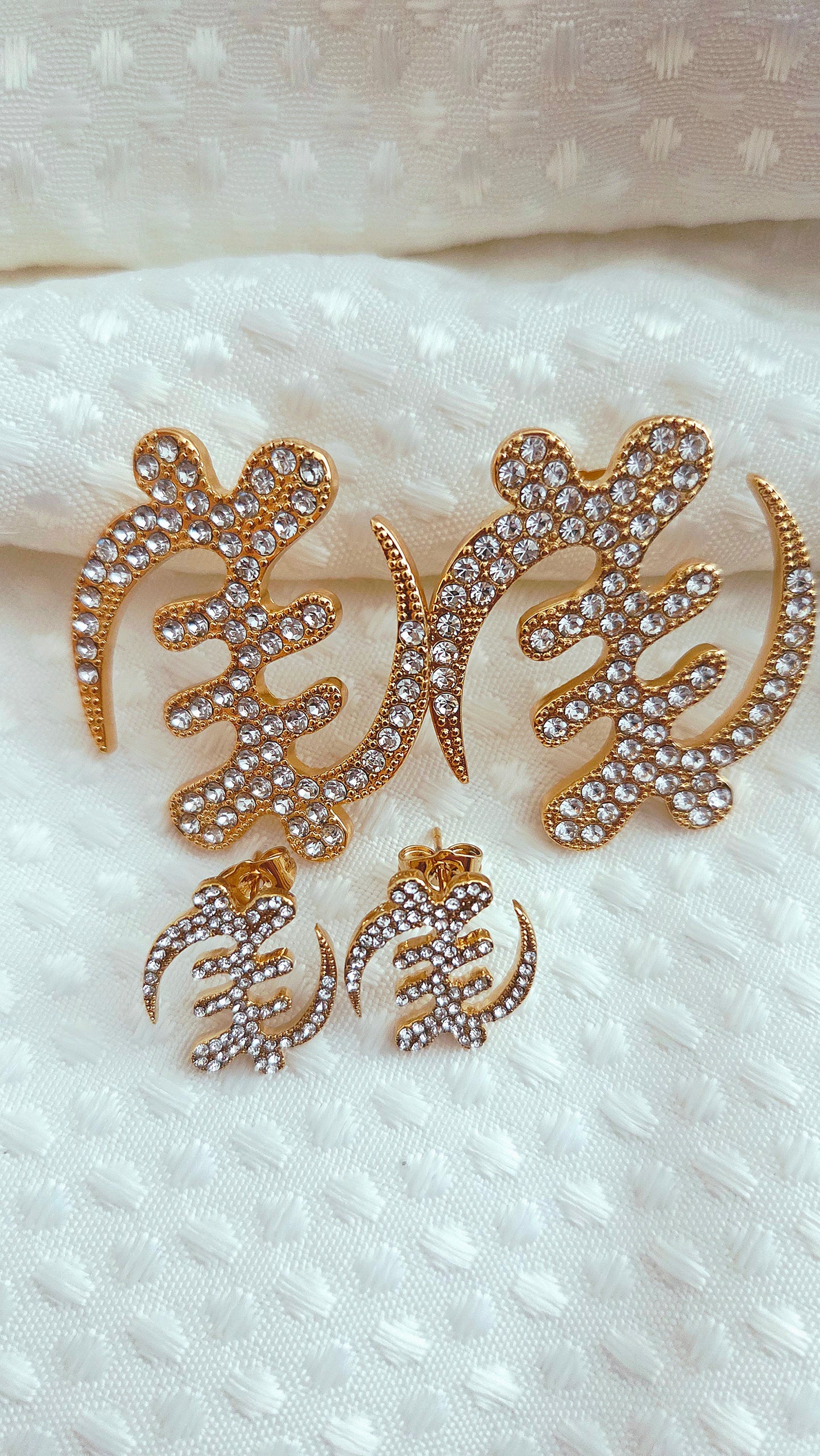 Gye Nyame Adinkra Rhinestone Stud Earrings