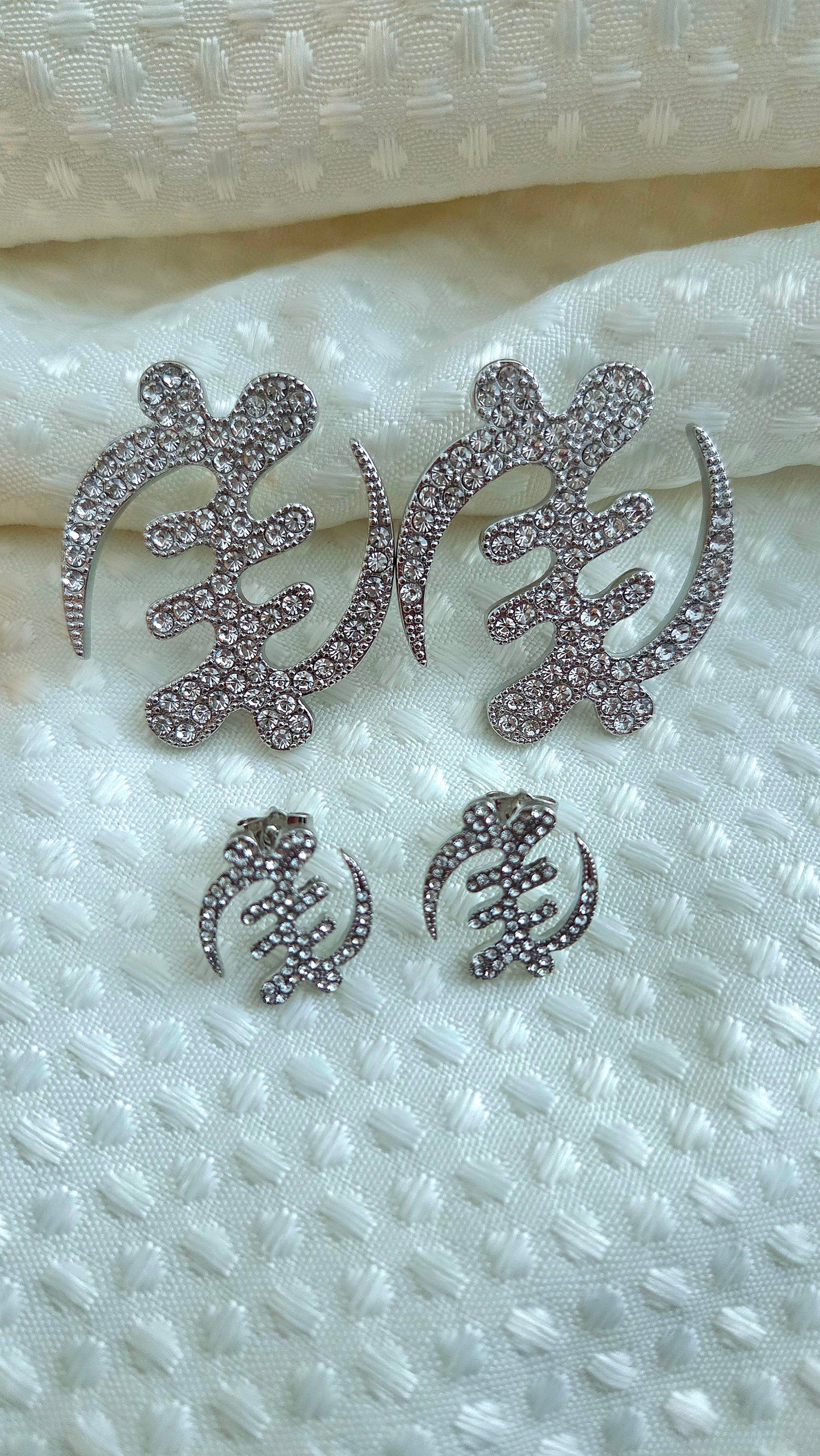 Gye Nyame Adinkra Rhinestone Stud Earrings