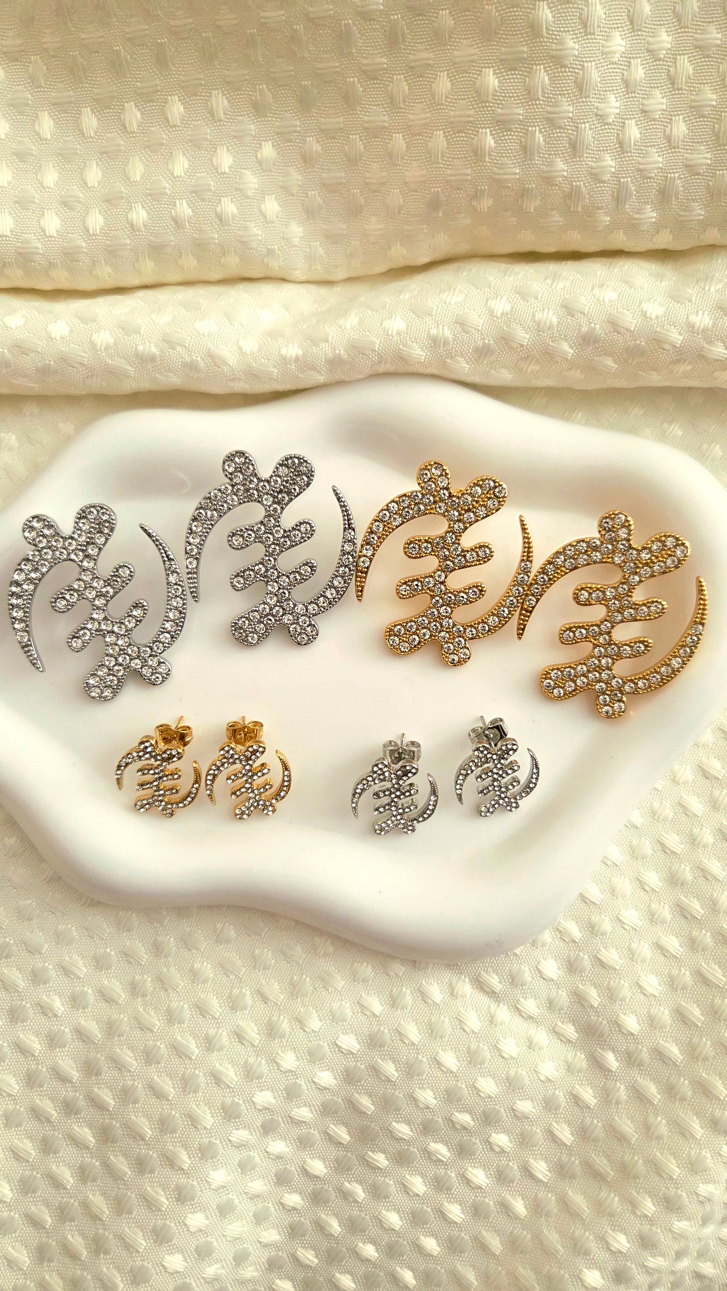 Gye Nyame Adinkra Rhinestone Stud Earrings