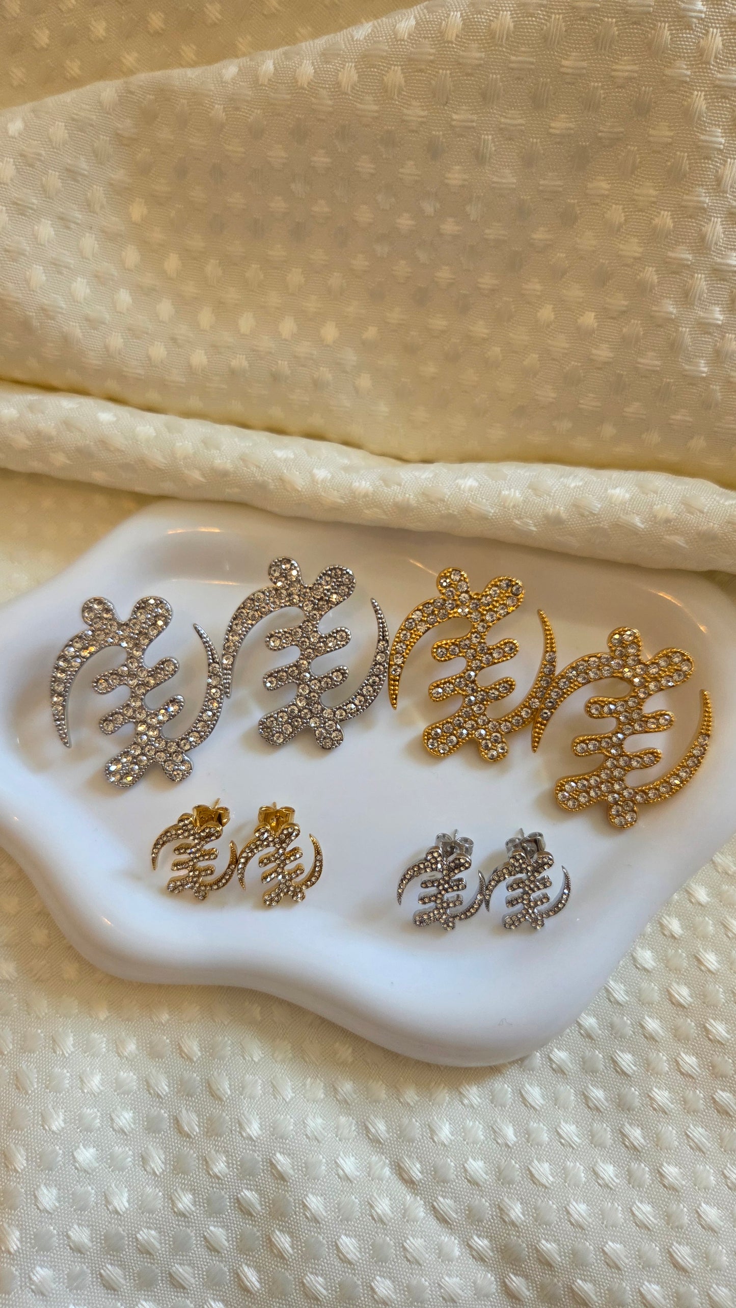 Gye Nyame Adinkra Rhinestone Stud Earrings
