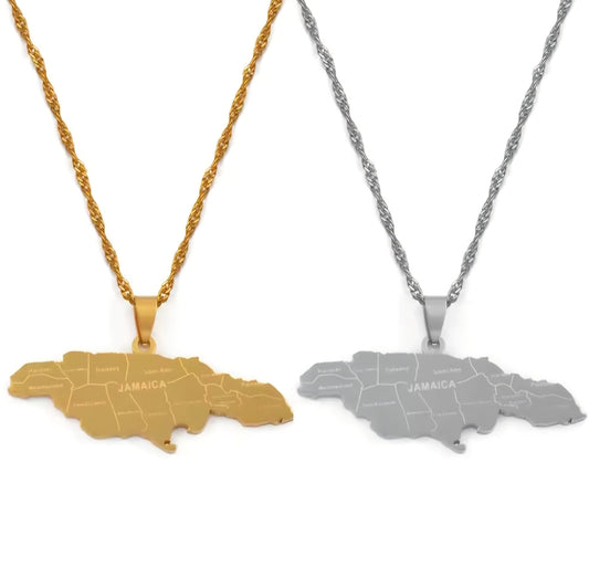Jamaica Parish Map Necklace