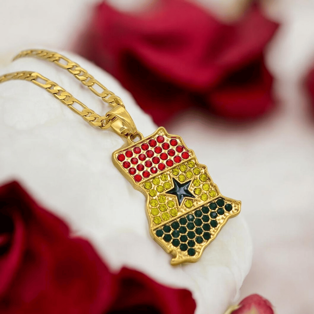 Diamante Ghana Map Necklace