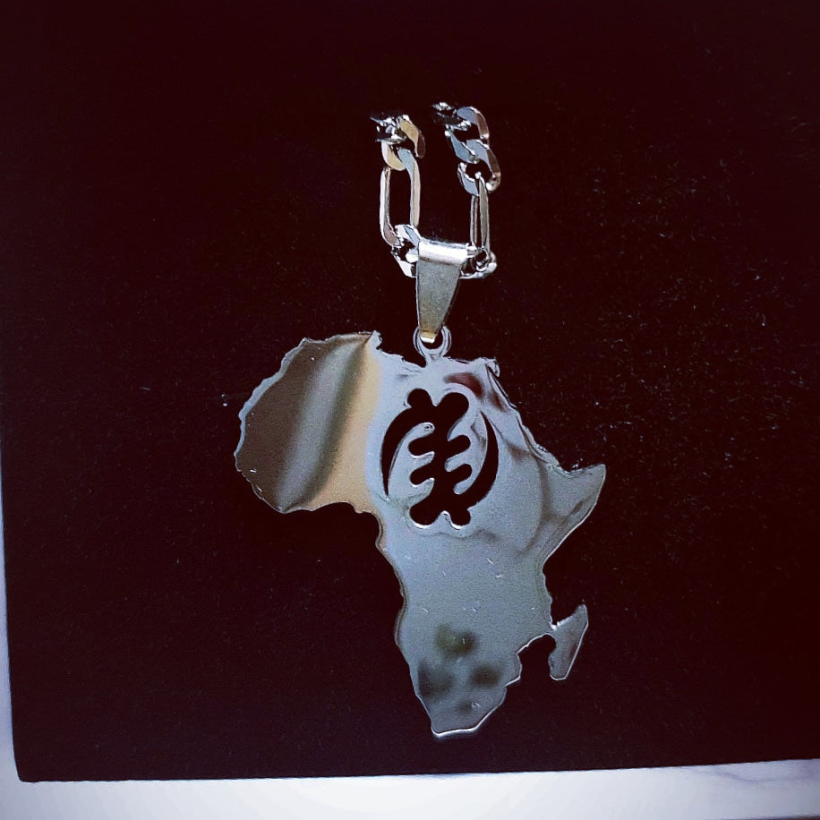 Gye Nyame Africa Map Necklace