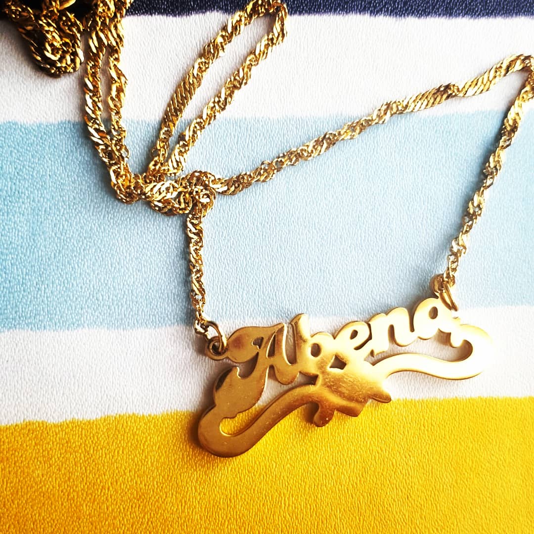 Abena Personalised Name Necklace – Custom Gold Plated Necklace