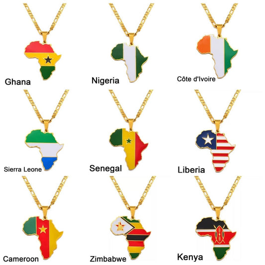 Custom African Country Map Necklace