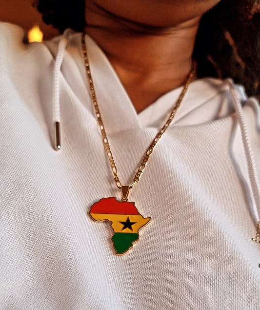 Ghana African Map Necklace (In Colour)