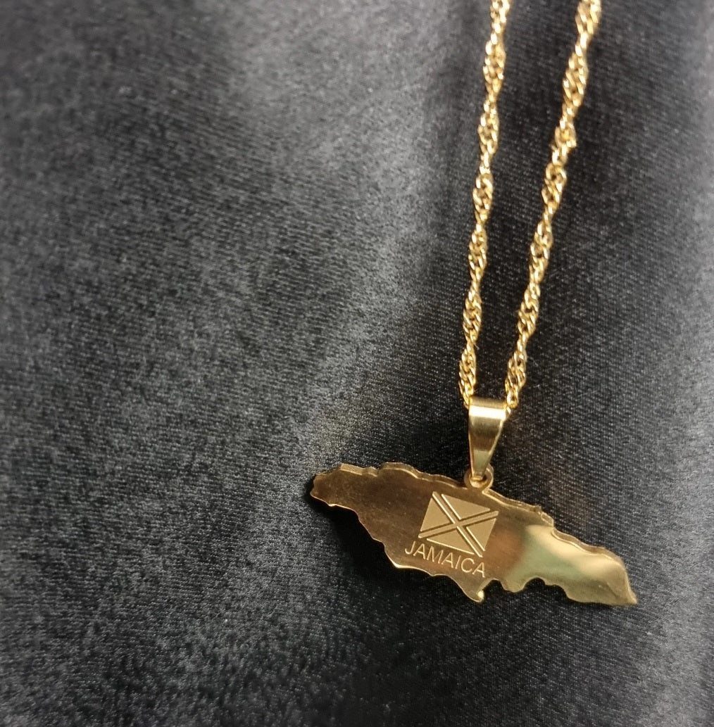 Jamaican Map Necklace