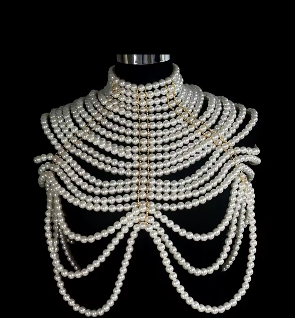 Teja Layered Pearl Shawl Necklace