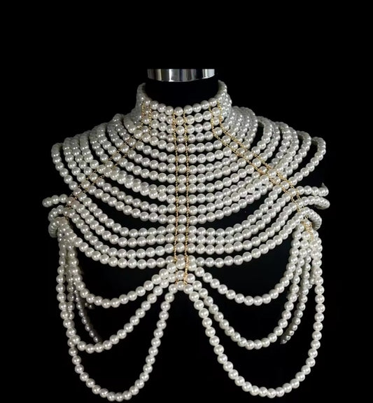 Teja Layered Pearl Shawl Necklace