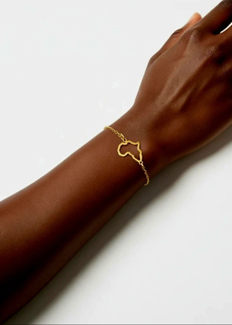 African Map Bracelet With Link Chain