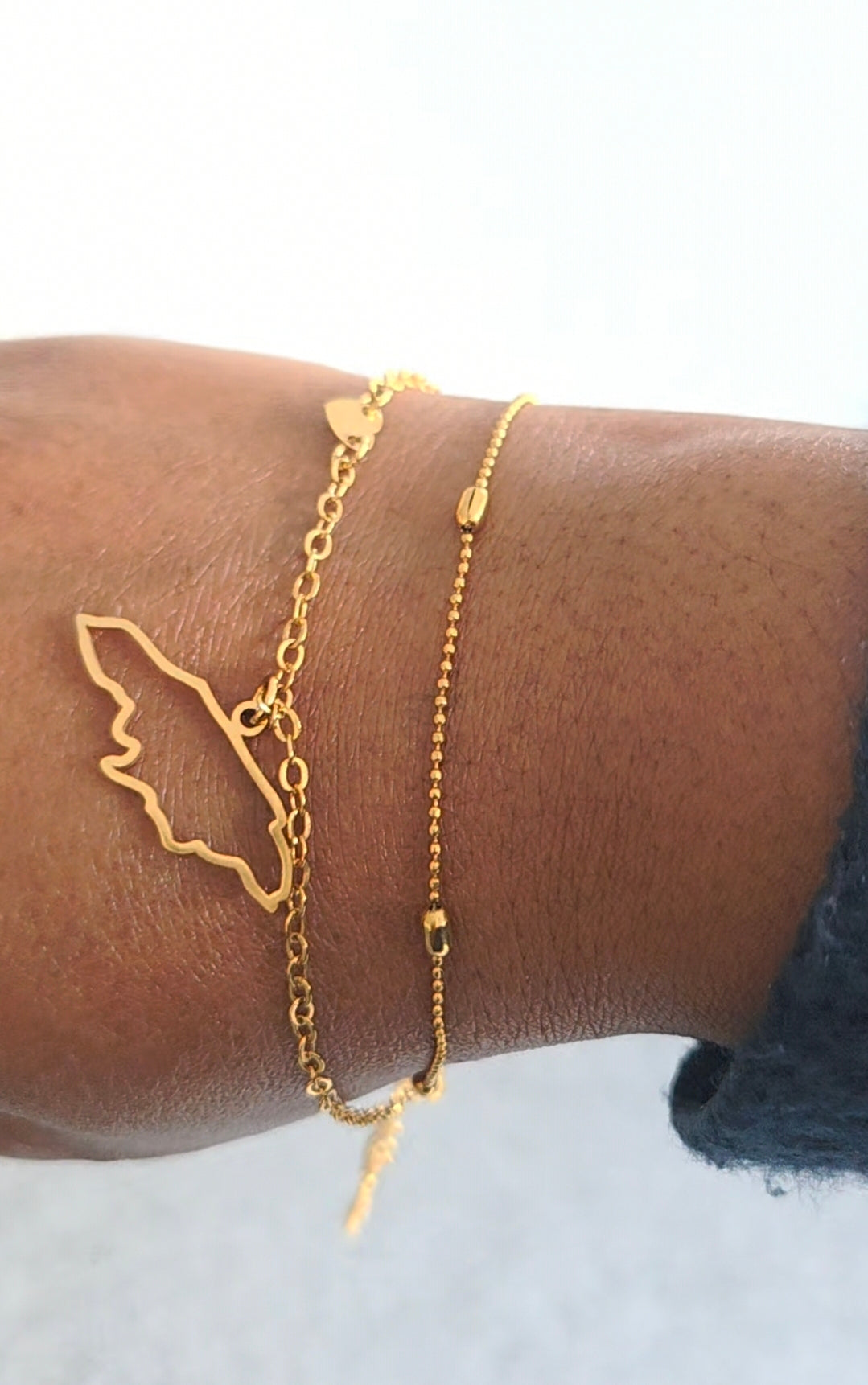 Jamaican Map Bracelet with Link Chain