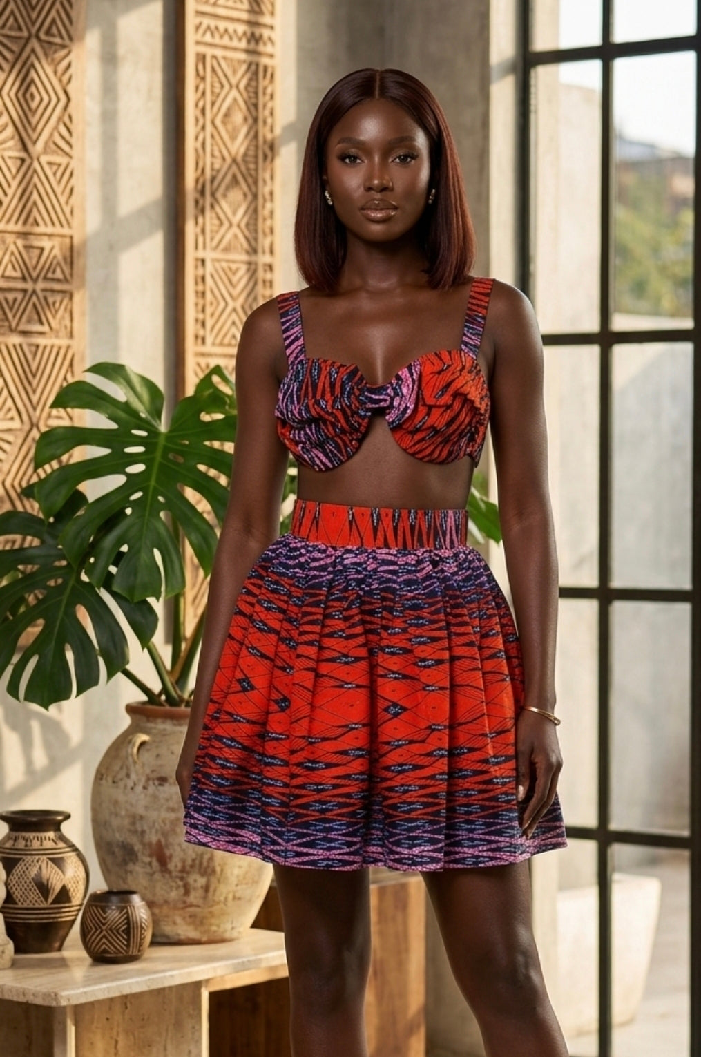 Dzifa African Print Tie-Back Top & Maxi Skirt Set