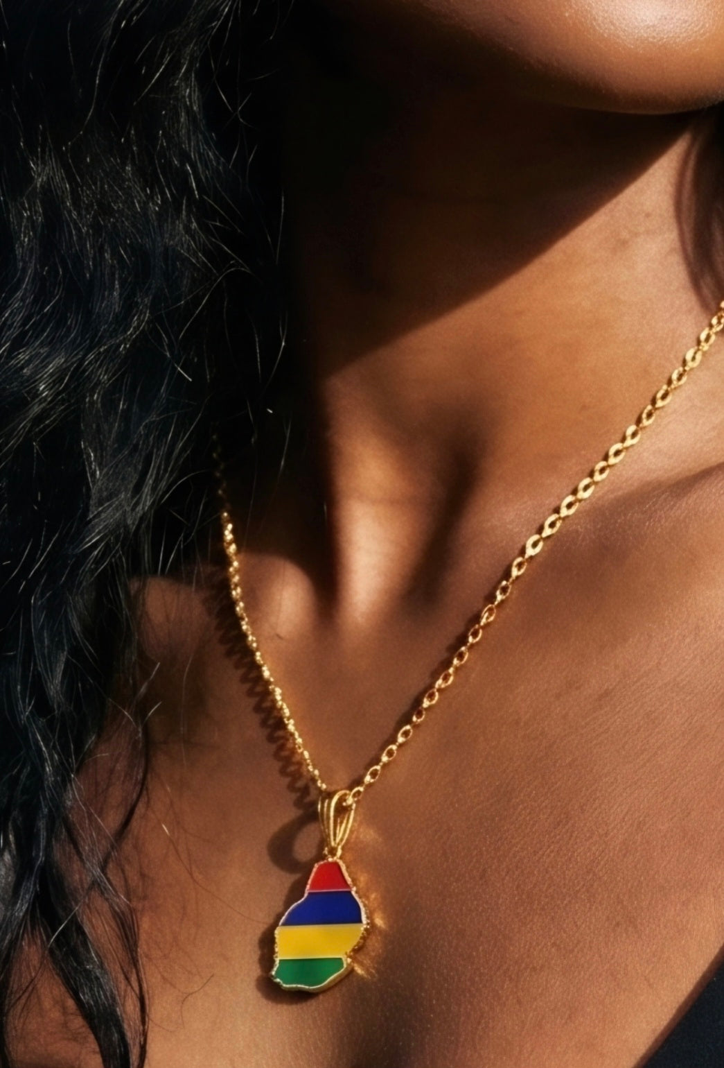 Mauritius Map Necklace (In Colour)