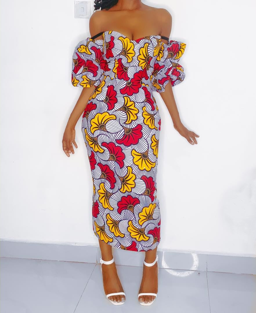 Marcia African Print Midi Dress
