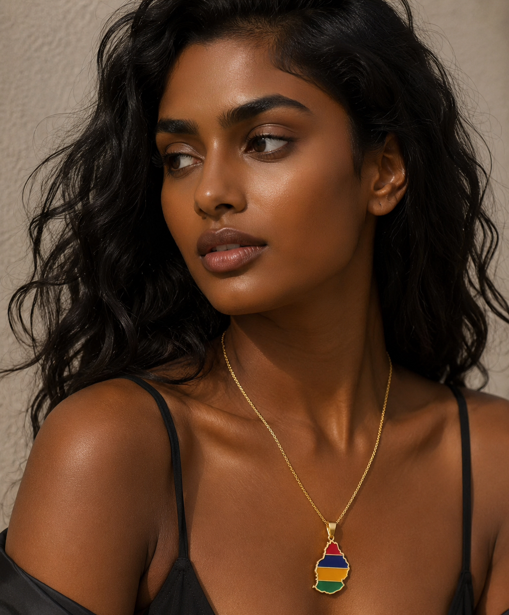 Mauritius Map Necklace (In Colour)