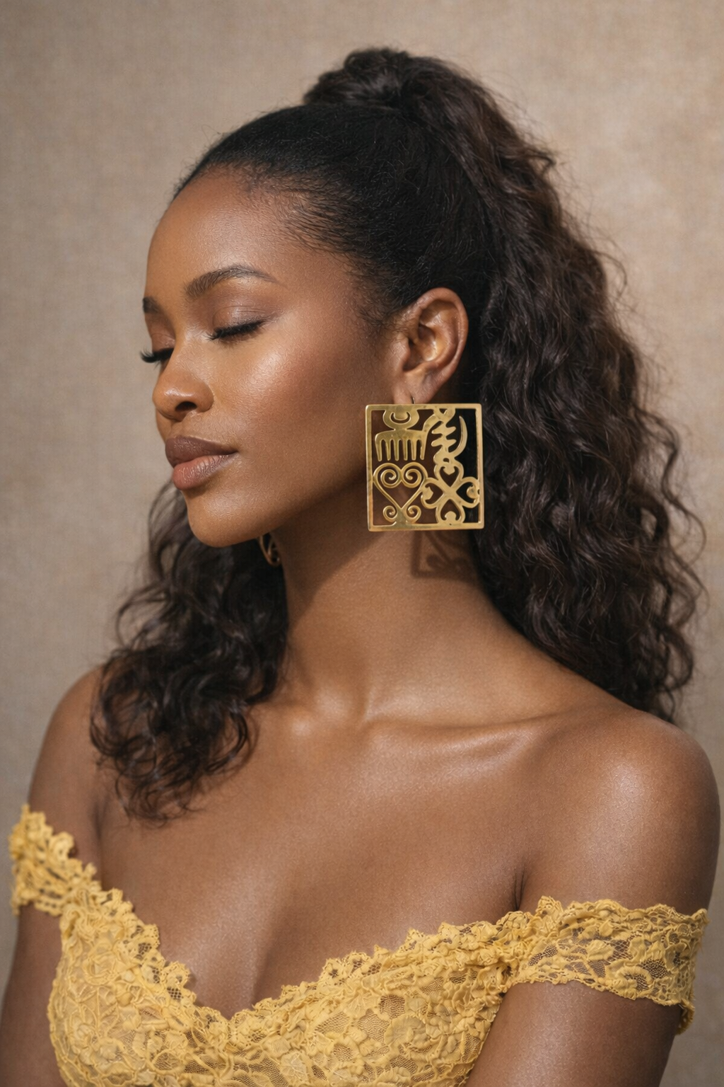 Adinkra 18k Plated Statement Stud Earrings