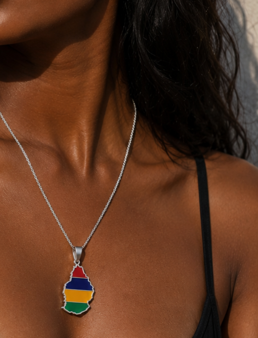 Mauritius Map Necklace (In Colour)