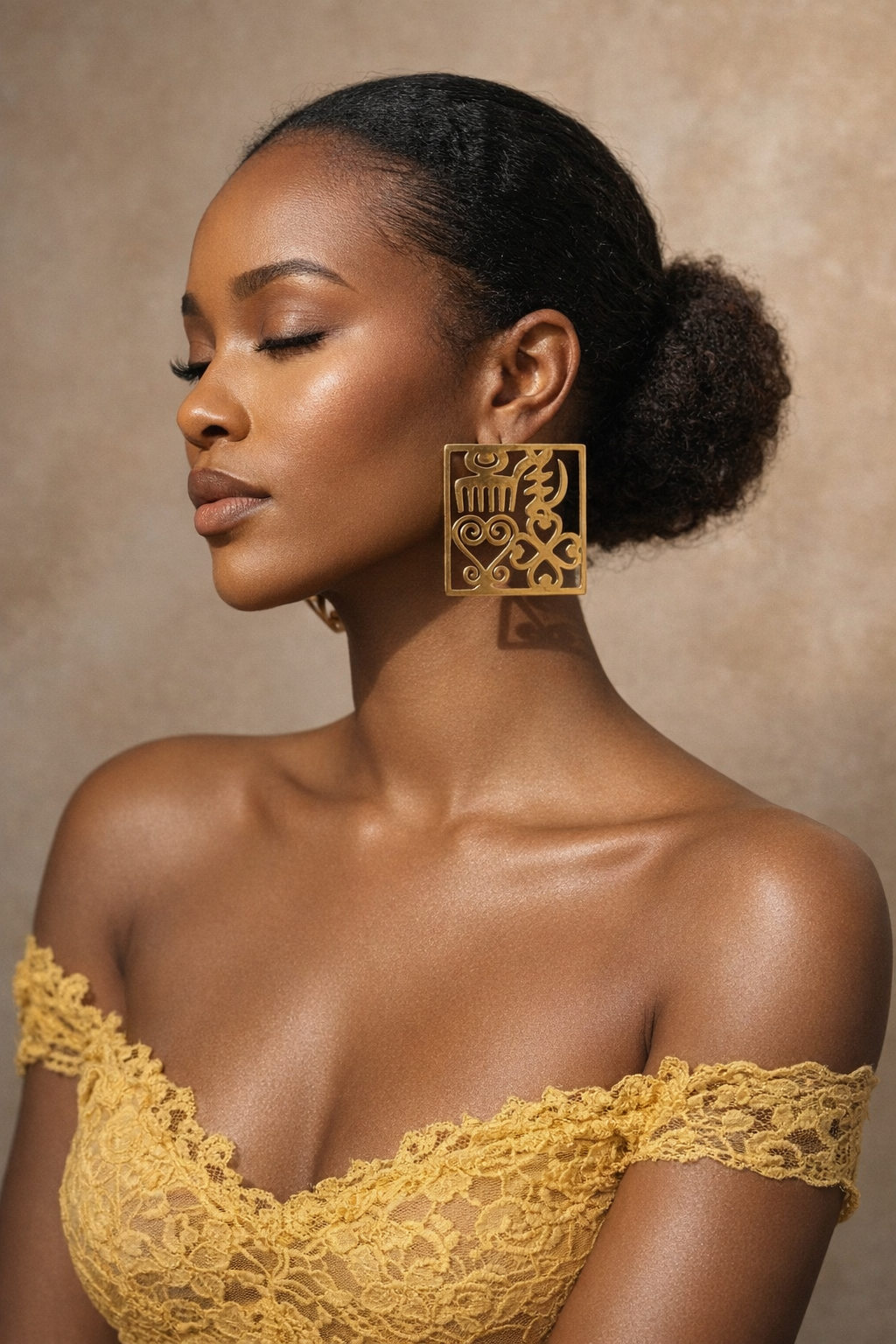 Adinkra 18k Plated Statement Stud Earrings