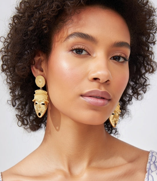 Queen Idia Statement Earrings – African Mask Earrings