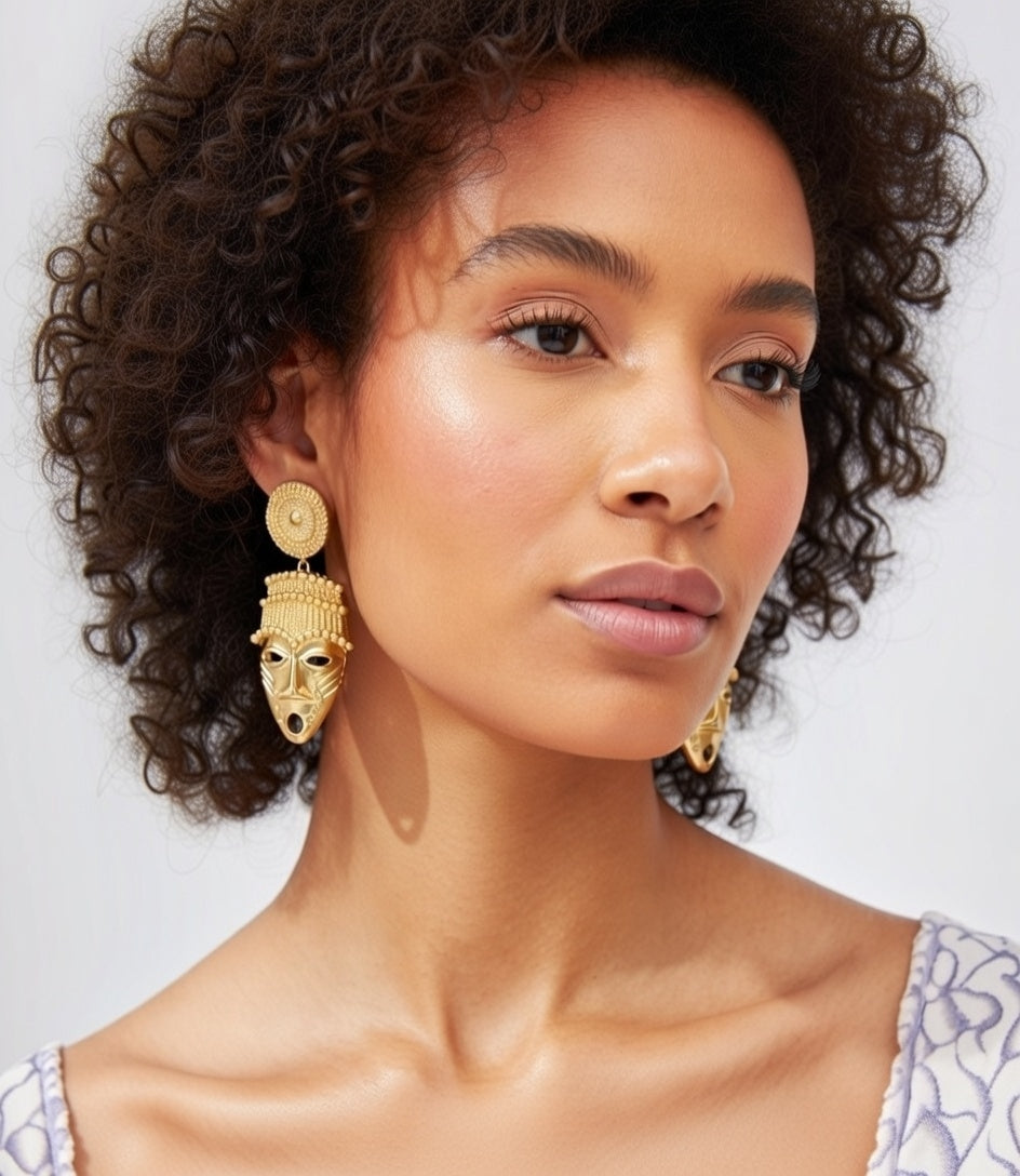 Queen Idia Statement Earrings – African Mask Earrings
