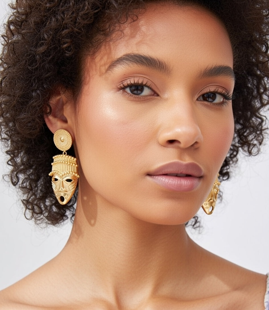 Queen Idia Statement Earrings – African Mask Earrings